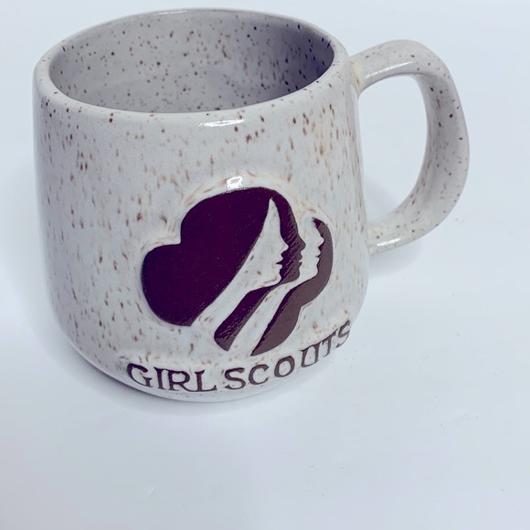 Girl Scouts Dining Girl Scouts Onion River Pottery Ceramic White Brown Mug Collectors Item